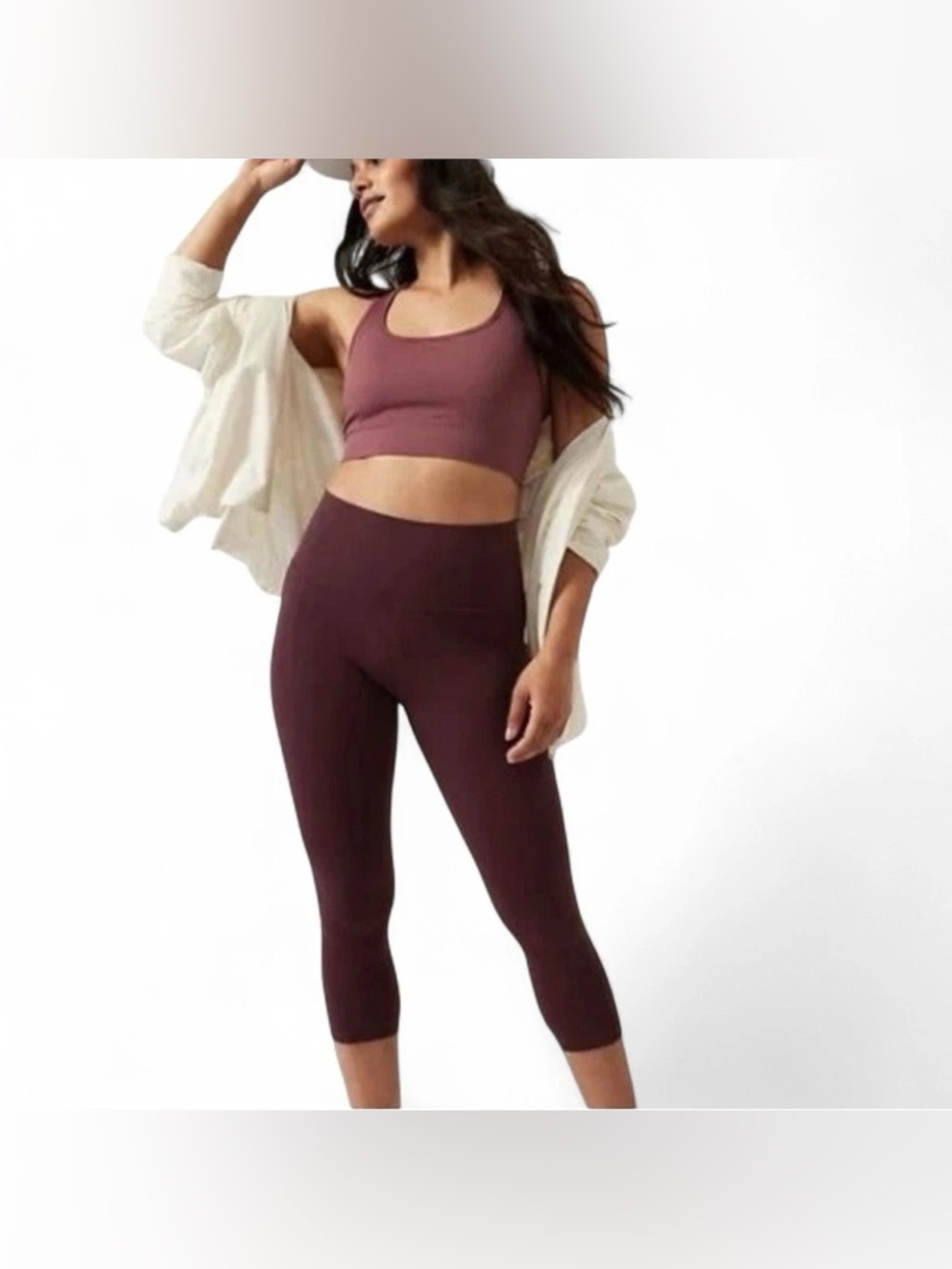 Athleta Elation Ultra High Rise Capri - XXS - spiced canernet color NWOT